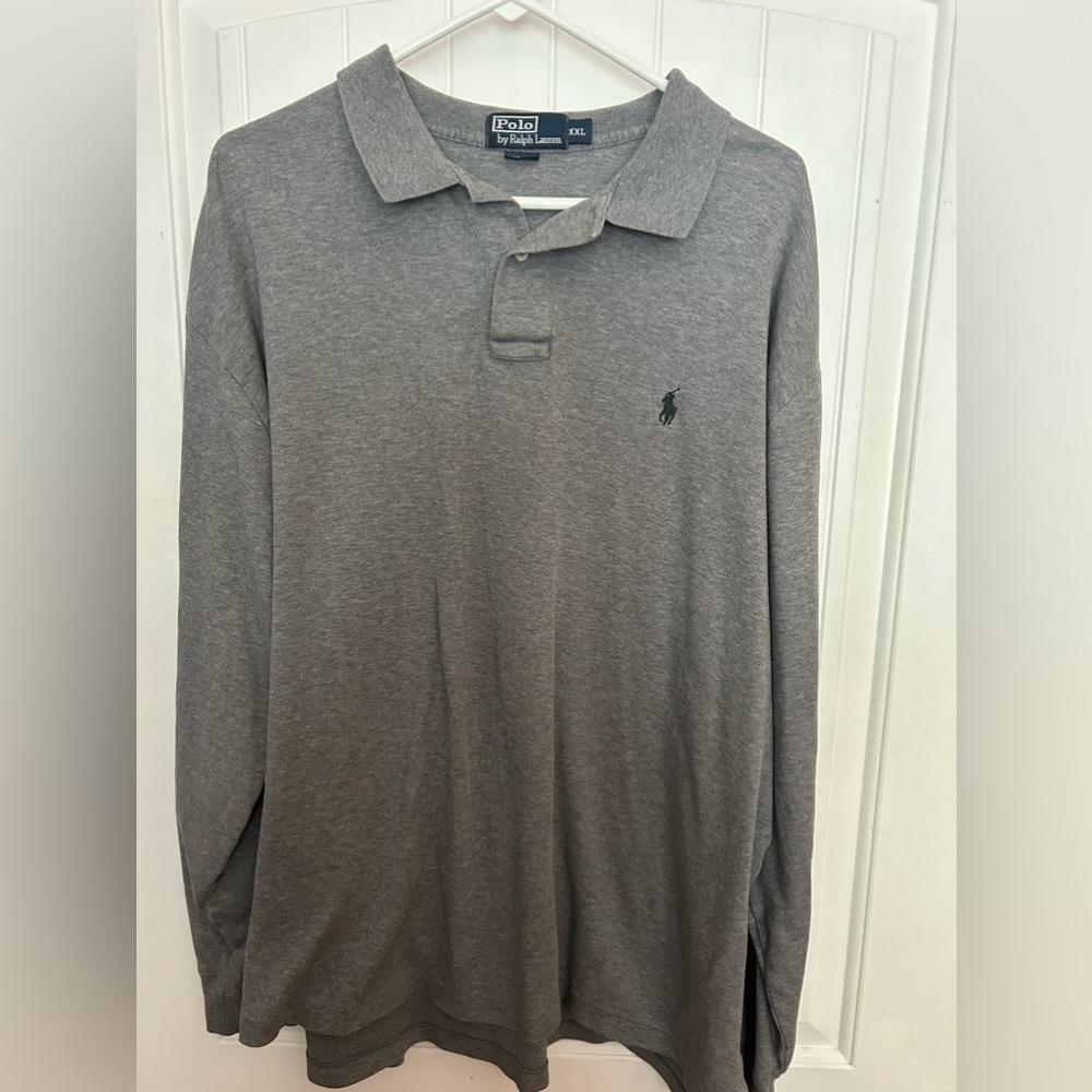 Men’s Polo Ralph Lauren Gray Long Sleeve Collared Shirt Size XXL
